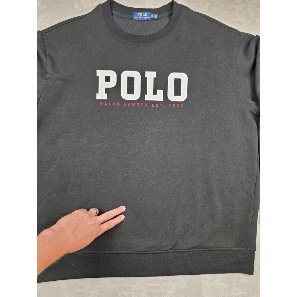 Polo Ralph Lauren Sweatshirt Mens XL Black Graphic Logo Pullover Crewneck Read